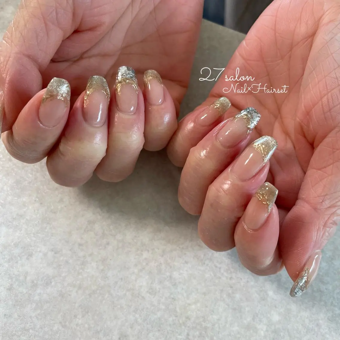 ネイル フレンチネイル ガラスフレンチ マグネットネイル マグネットフレンチ 27salon yuinaのネイルデザイン