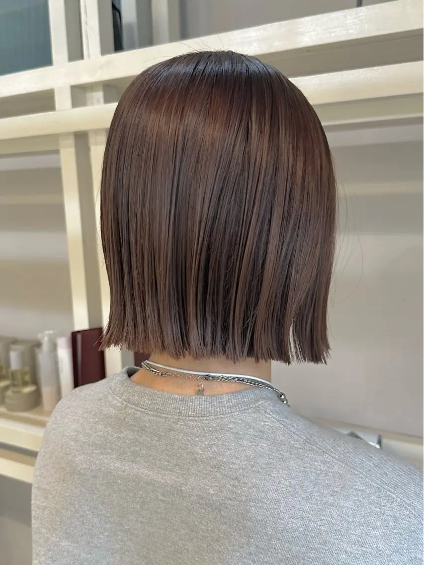 ミディアム カラー カット ヘアカラー トリートメント 透明感カラー/ボブ /佐藤伶のヘアスタイル
