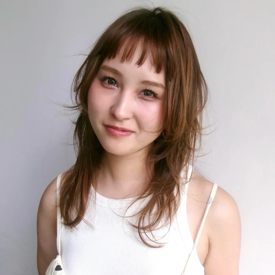 セミロング カラー ブラウンカラー 透明感カラー ダブルカラー オレンジ オレンジブラウン カット ヘアカラー 伊藤ほのか/パーマ /酸性ストレートのヘアスタイル