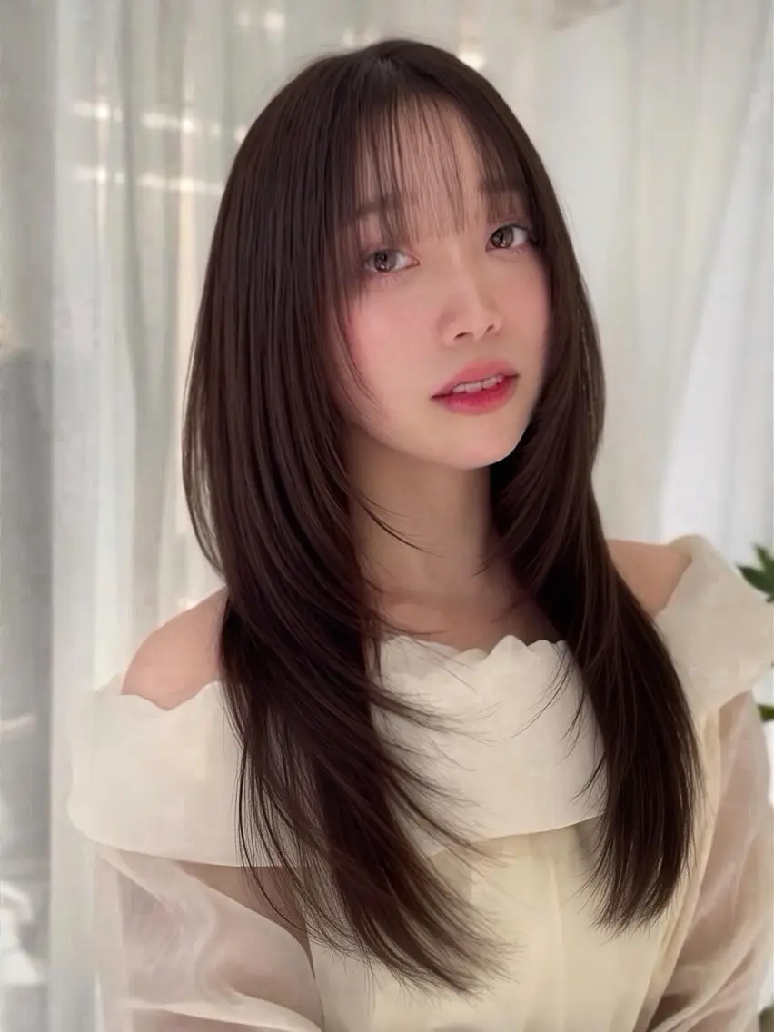 ロング くびれヘア 顔周りカット 韓国風ヘア レイヤーカット シースルーバング カット ヘアカラー トリートメント ヘッドスパ ヘアセット 韓国ヘア×2way 🇰🇷和知拓郎のヘアスタイル