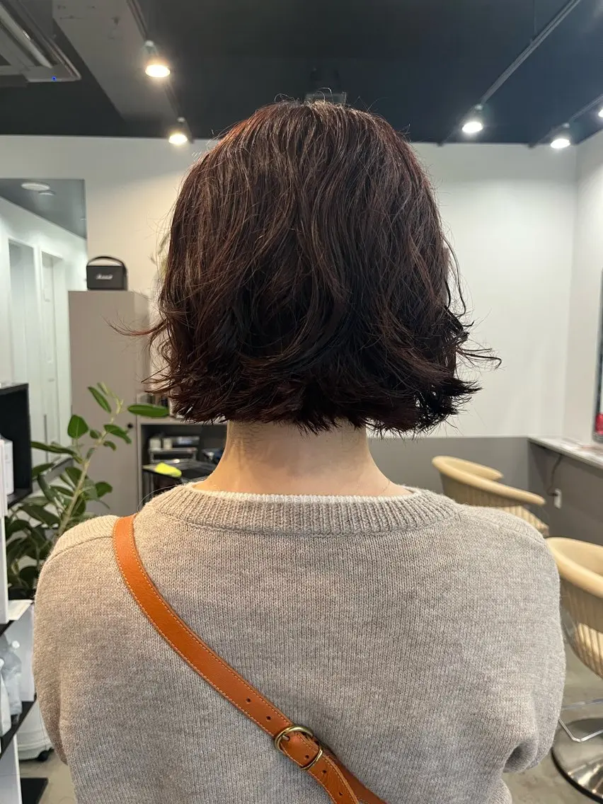 ミディアム カラー パーマ ミディアムパーマ ボブ ニュアンスパーマ カット パーマ dogstar小林諒 パーマ/レイヤーのヘアスタイル