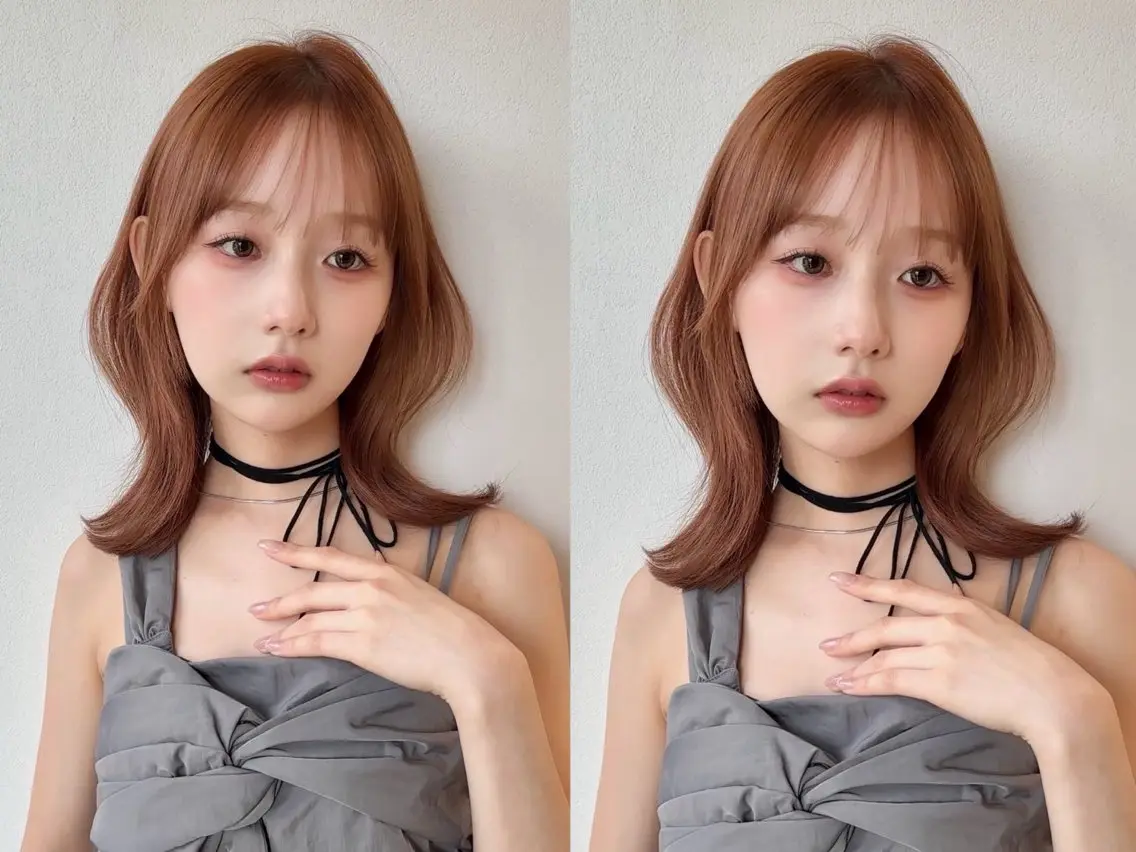 セミロング カット ヘアカラー MOE 福岡韓国ヘア✧︎のヘアスタイル