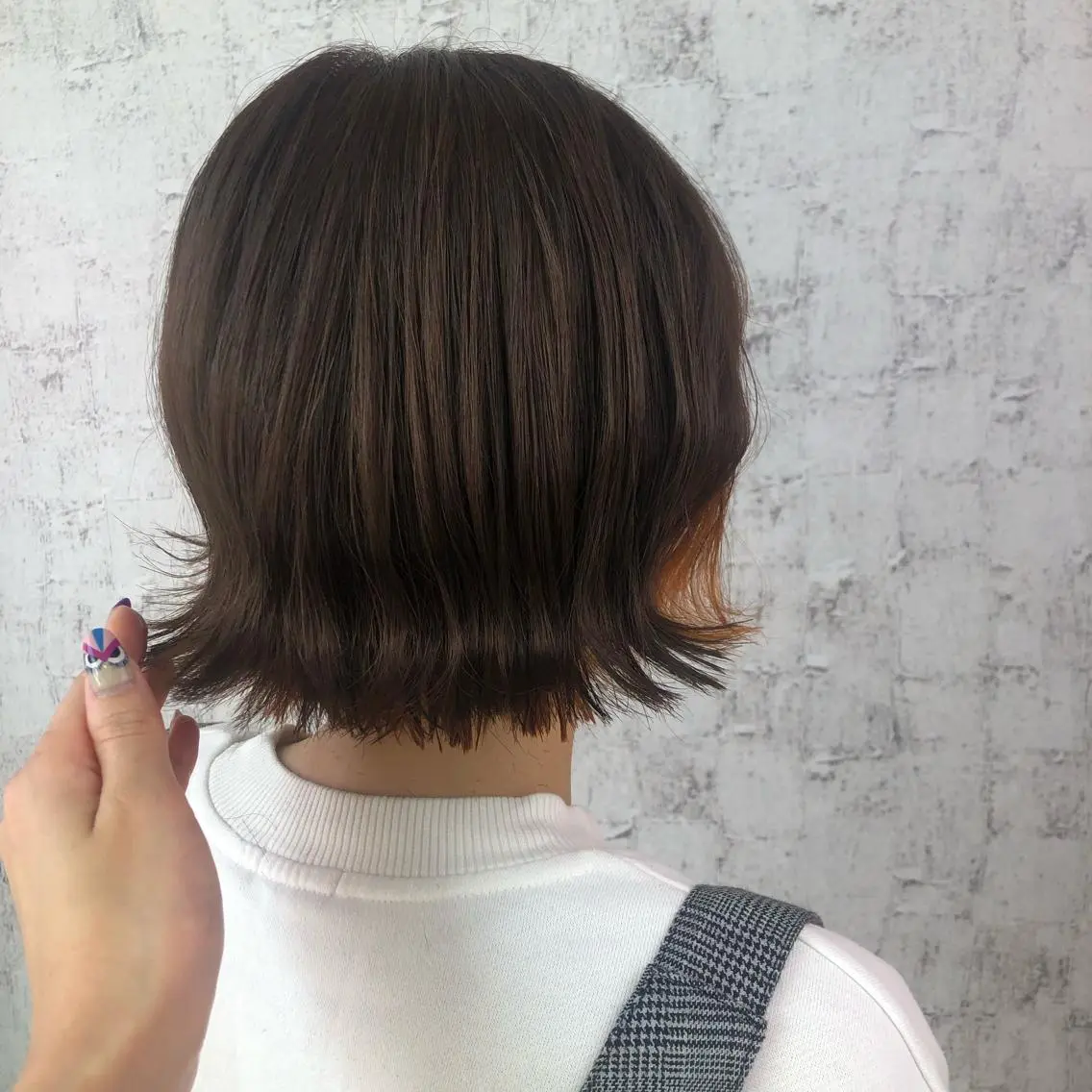 ショート カラー インナーカラー オレンジ 小顔レイヤー/ ベージュ🤍Rieのヘアスタイル