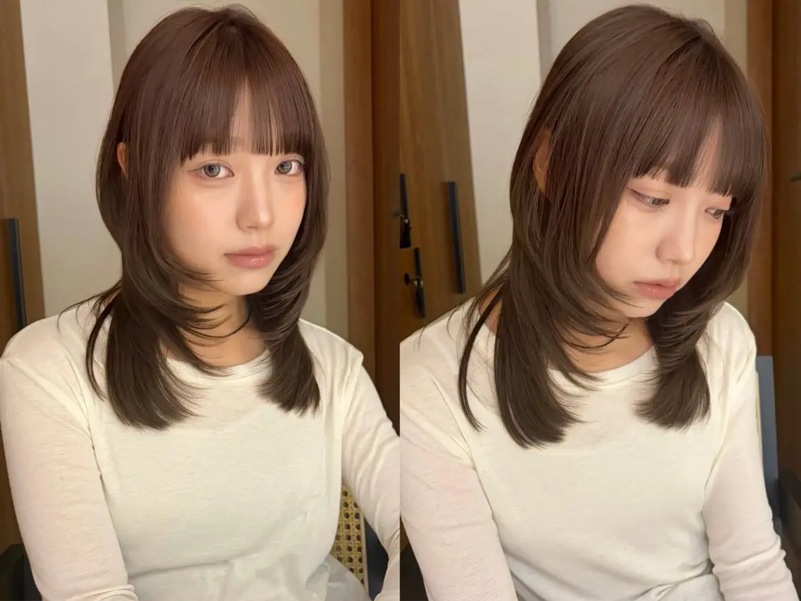ミディアム カラー カット ヘアカラー -みつま はるな-のヘアスタイル