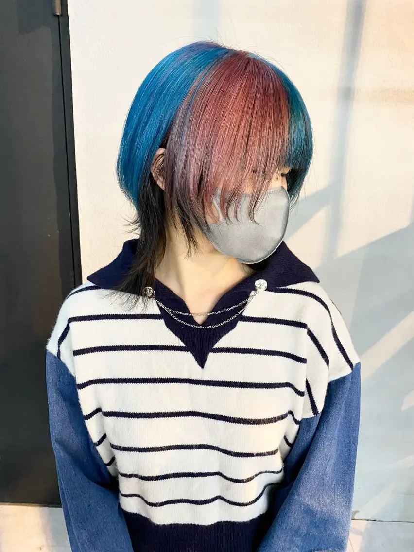ミディアム カラー ブリーチ デザインカラー インナーカラー ピンクカラー ボブ カット ヘアカラー トリートメント 柏 デザインカラー/ レイヤー🐣シオリのヘアスタイル
