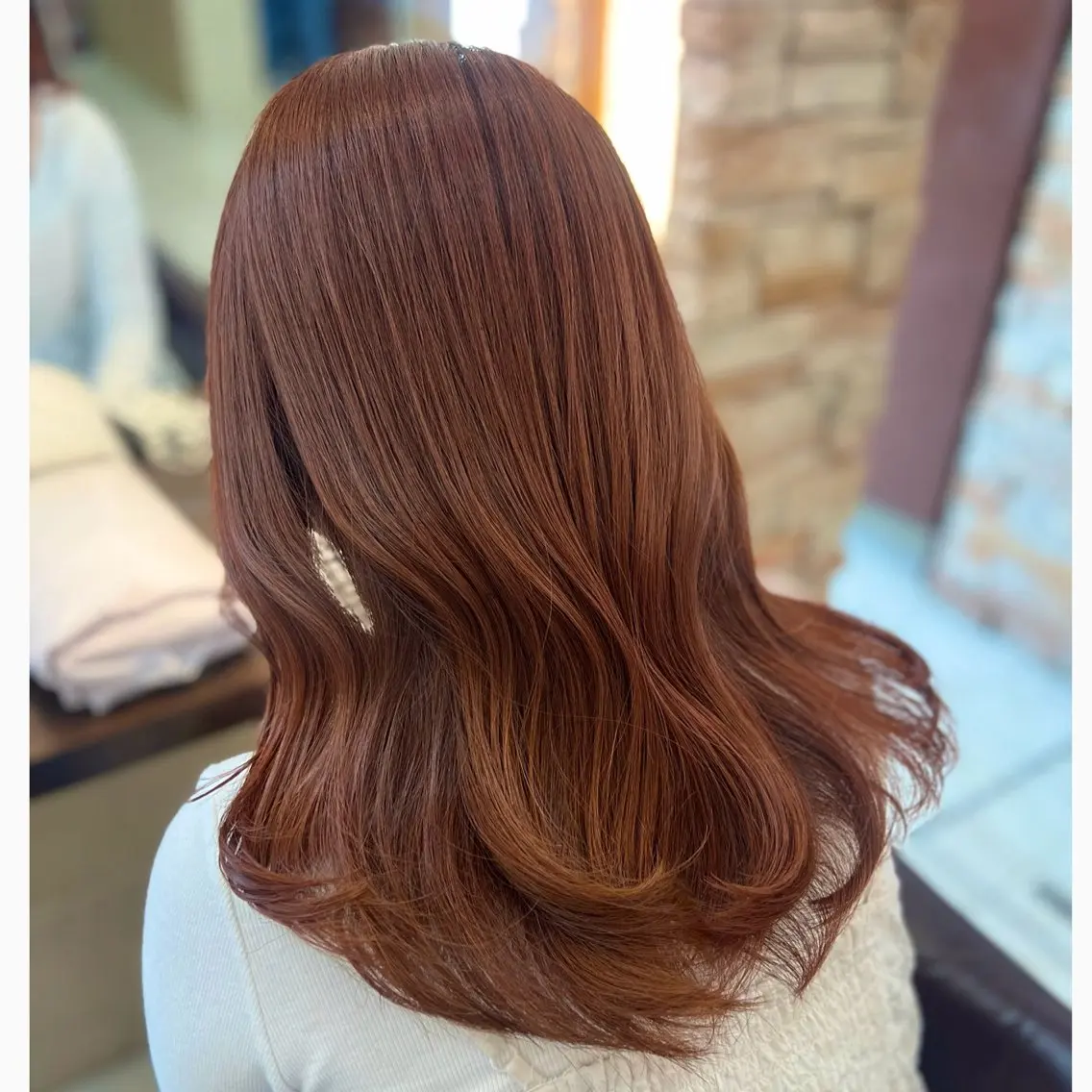 ロング カラー ブラウンカラー 透明感カラー ダブルカラー オレンジ オレンジブラウン Luana .Rioneのマツエク・マツパデザイン