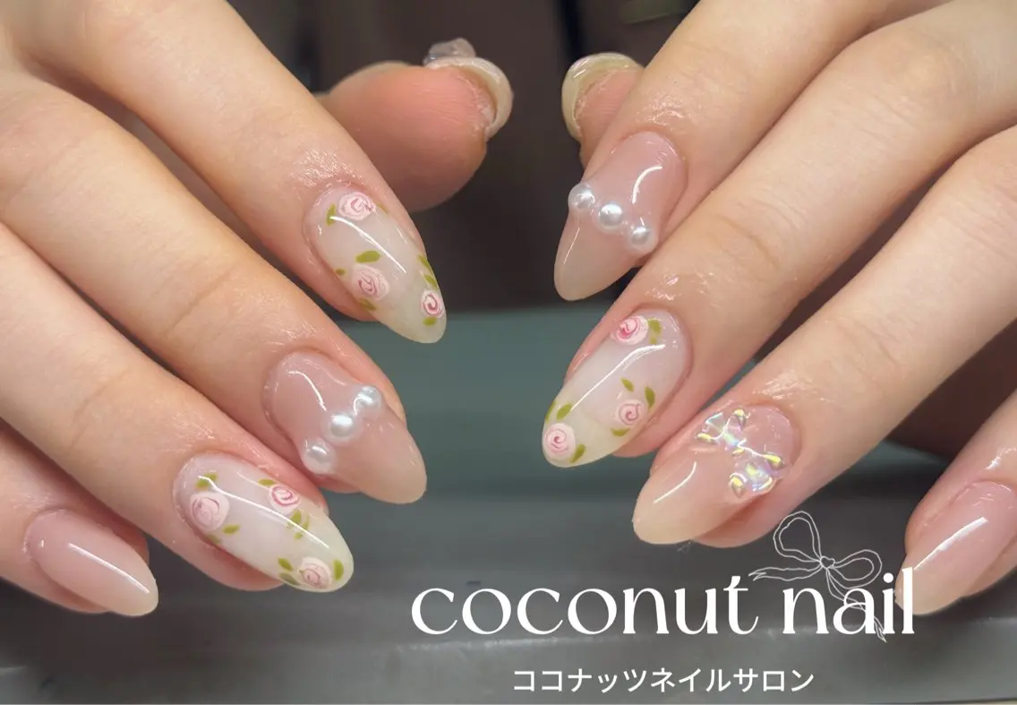 ネイル べっ甲ネイル フレンチネイル キラキラネイル マグネットネイル 大理石ネイル(マーブル) 神田 ココナッツのネイルデザイン