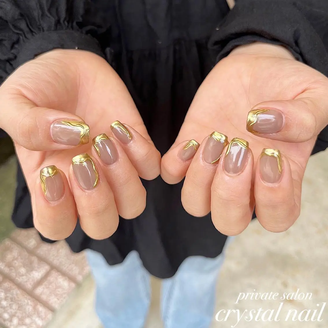 ネイル フレンチネイル ニュアンスネイル Crystal Nailのネイルデザイン