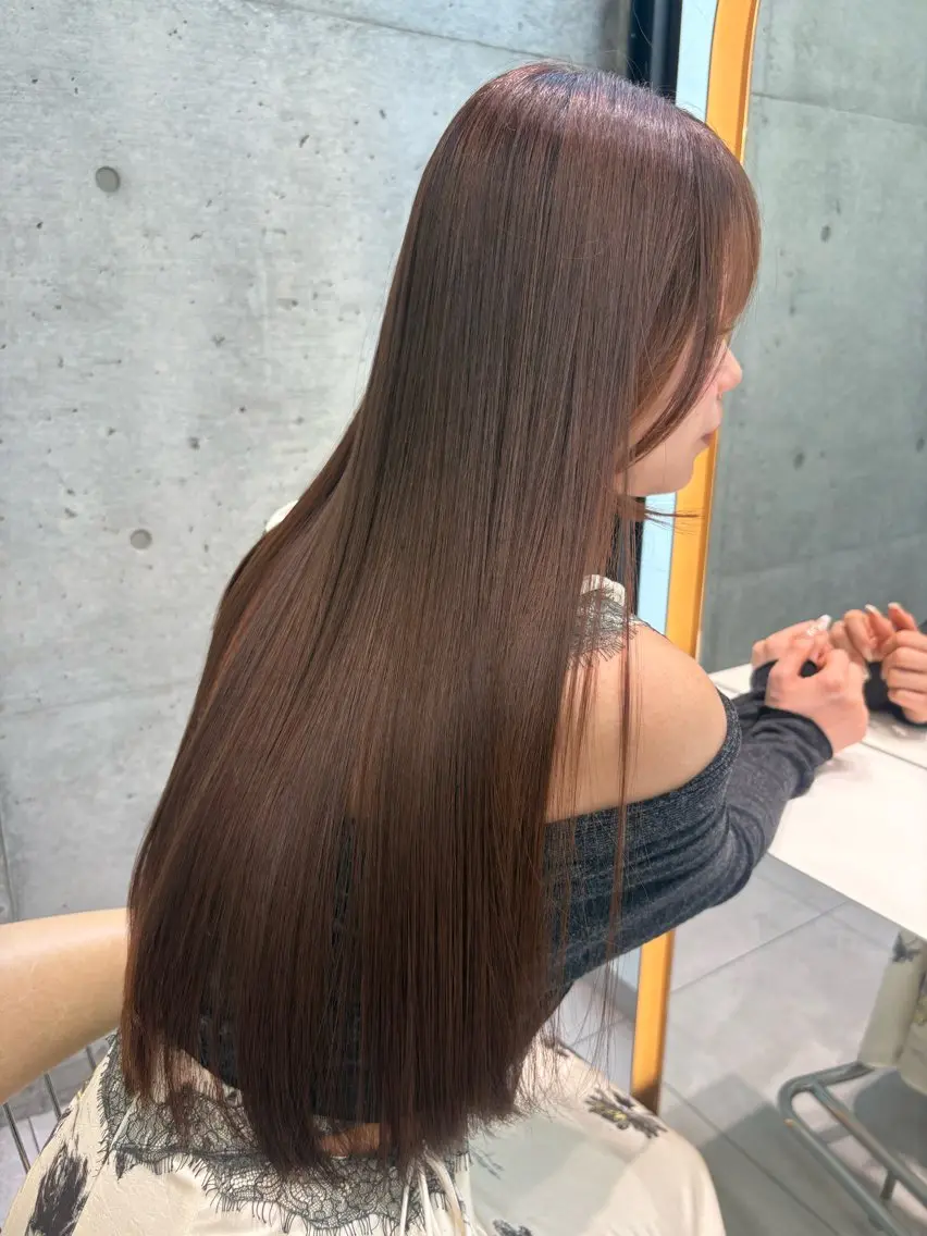 ロング 縮毛矯正 トリートメント 福岡縮毛矯正✨️ ストレート 向井和輝のヘアスタイル