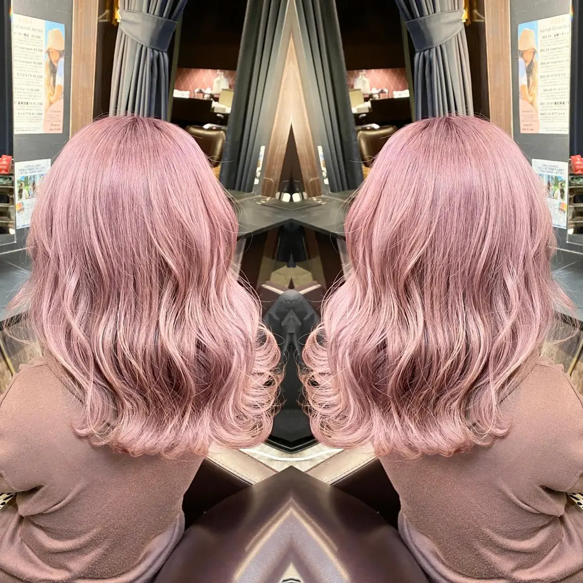 セミロング カラー ベージュカラー ピンクカラー ピンクベージュ 【KIRAキラ】佐門  翔太のヘアスタイル