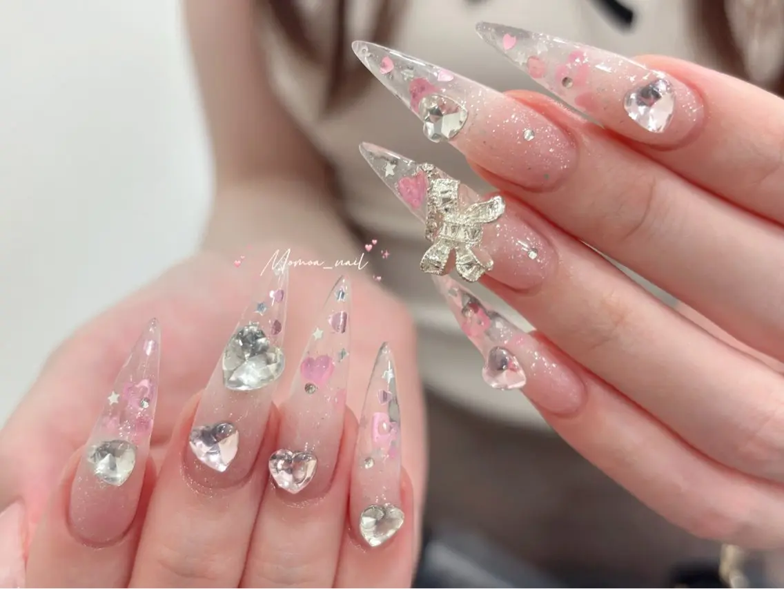 ネイル 成人式 大理石ネイル(マーブル) 持ち込み ネイルチップ 冬ネイル ハンドネイル MoMoA Nail ネイル長さ出し専門店のネイルデザイン