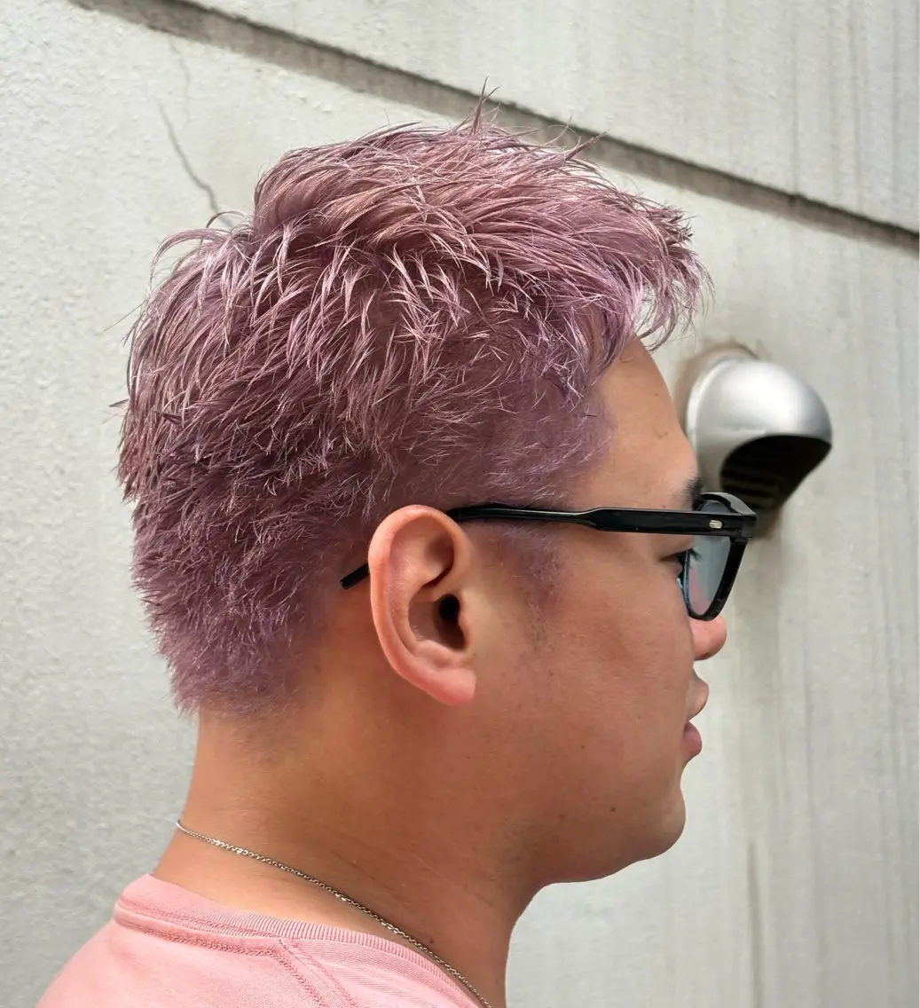 ショート カラー ブリーチ 透明感カラー ラベンダーカラー ラベンダーピンク ピンクカラー ガクト GLASSYのヘアスタイル