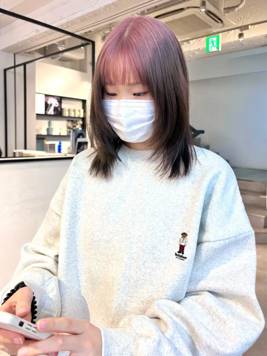 ミディアム カラー ブリーチ カット ヘアカラー Kureha/ネイル トレンドヘアのマツエク・マツパデザイン