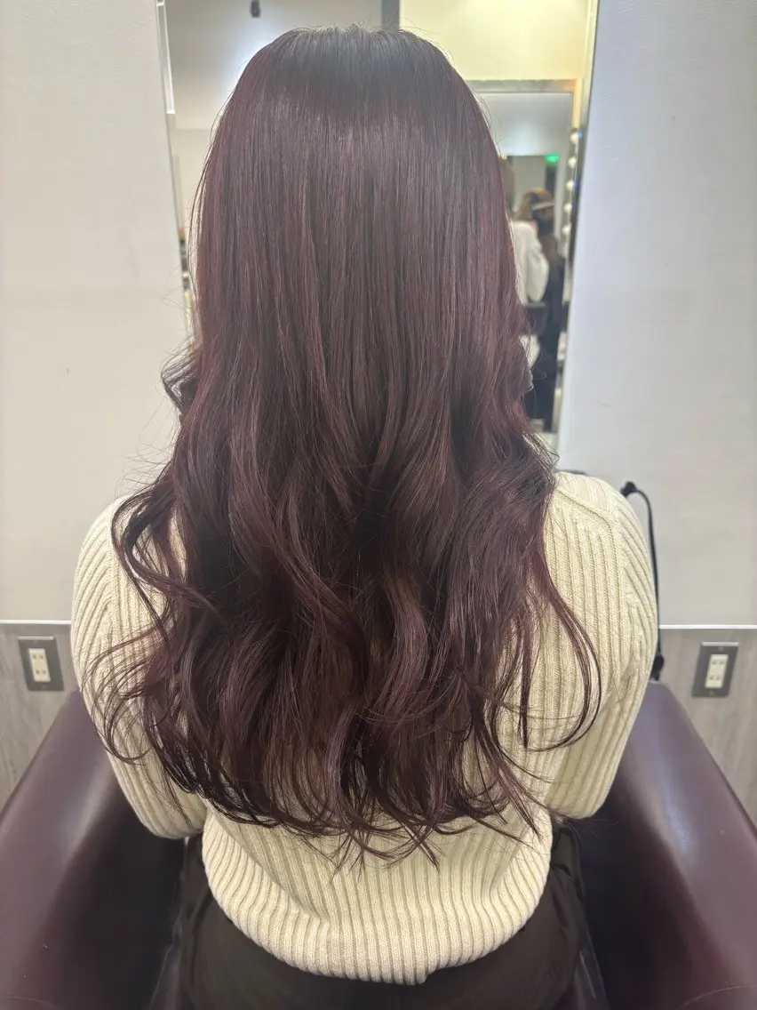 ロング カット ヘアカラー トリートメント ブリーチなしWカラー ヘアセット菜希のヘアスタイル