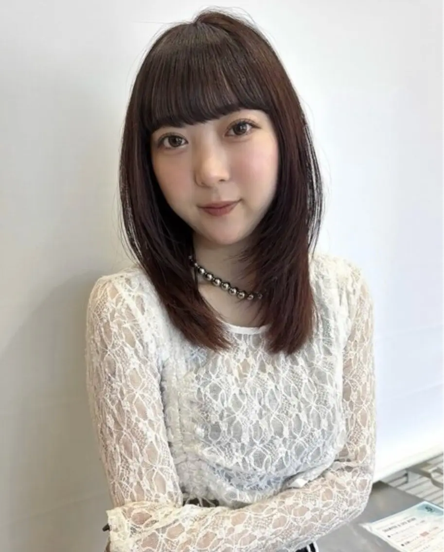セミロング カラー 大人韓国レイヤー🫧 暖色カラー/はるのヘアスタイル