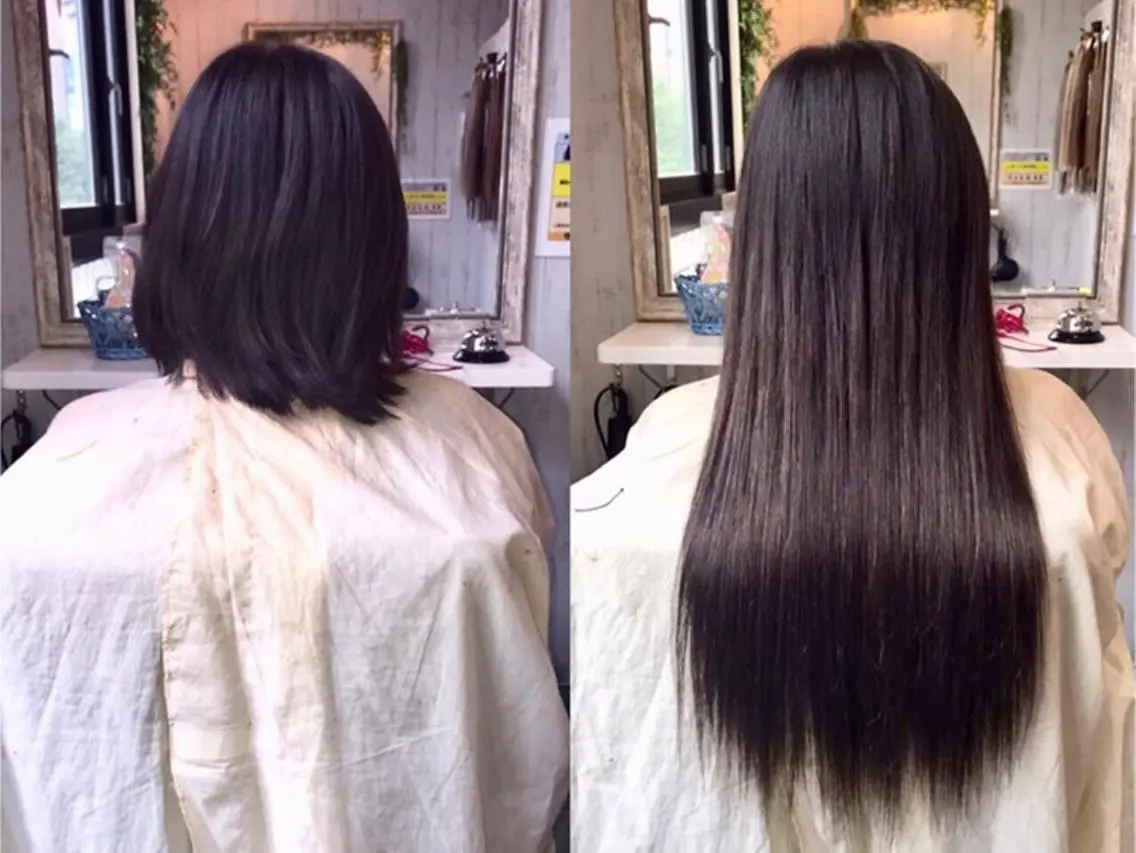 カラー ロング ヘアアレンジ 大阪レミーエクステ チビ編み込みのヘアスタイル