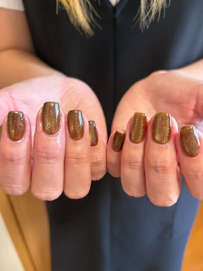 ネイル ブラウン フラッシュネイル マグネットネイル Atún nail (ｱﾄｩﾝﾈｲﾙ)のネイルデザイン