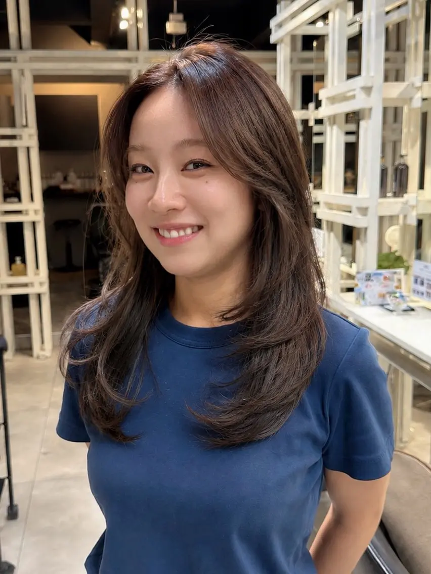 ミディアム カット ヘアカラー 恵比寿韓国レイヤー× 艶透明感カラー大場のヘアスタイル