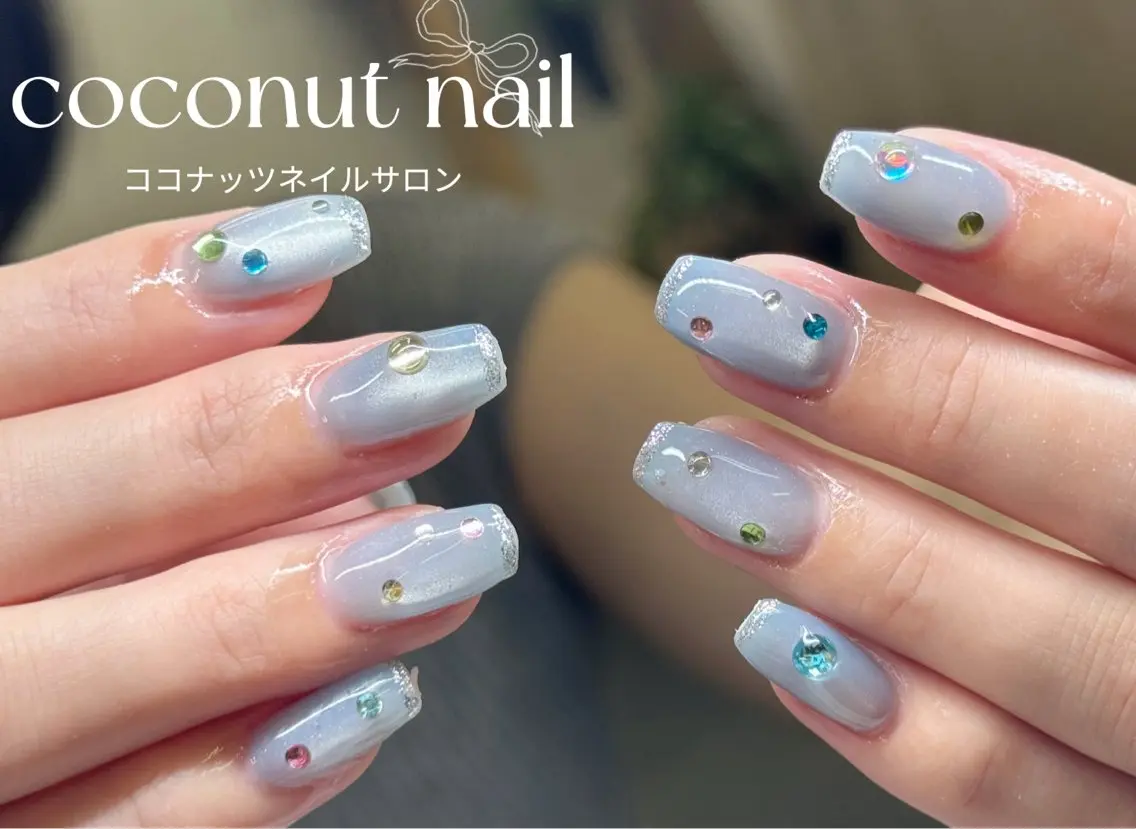 ネイル べっ甲ネイル フレンチネイル キラキラネイル マグネットネイル 大理石ネイル(マーブル) ハンドネイル 神田 ココナッツのネイルデザイン
