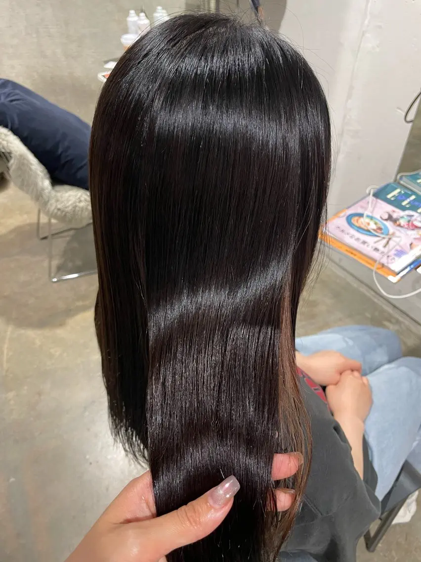 ロング カット 縮毛矯正 大迫 江梨のヘアスタイル