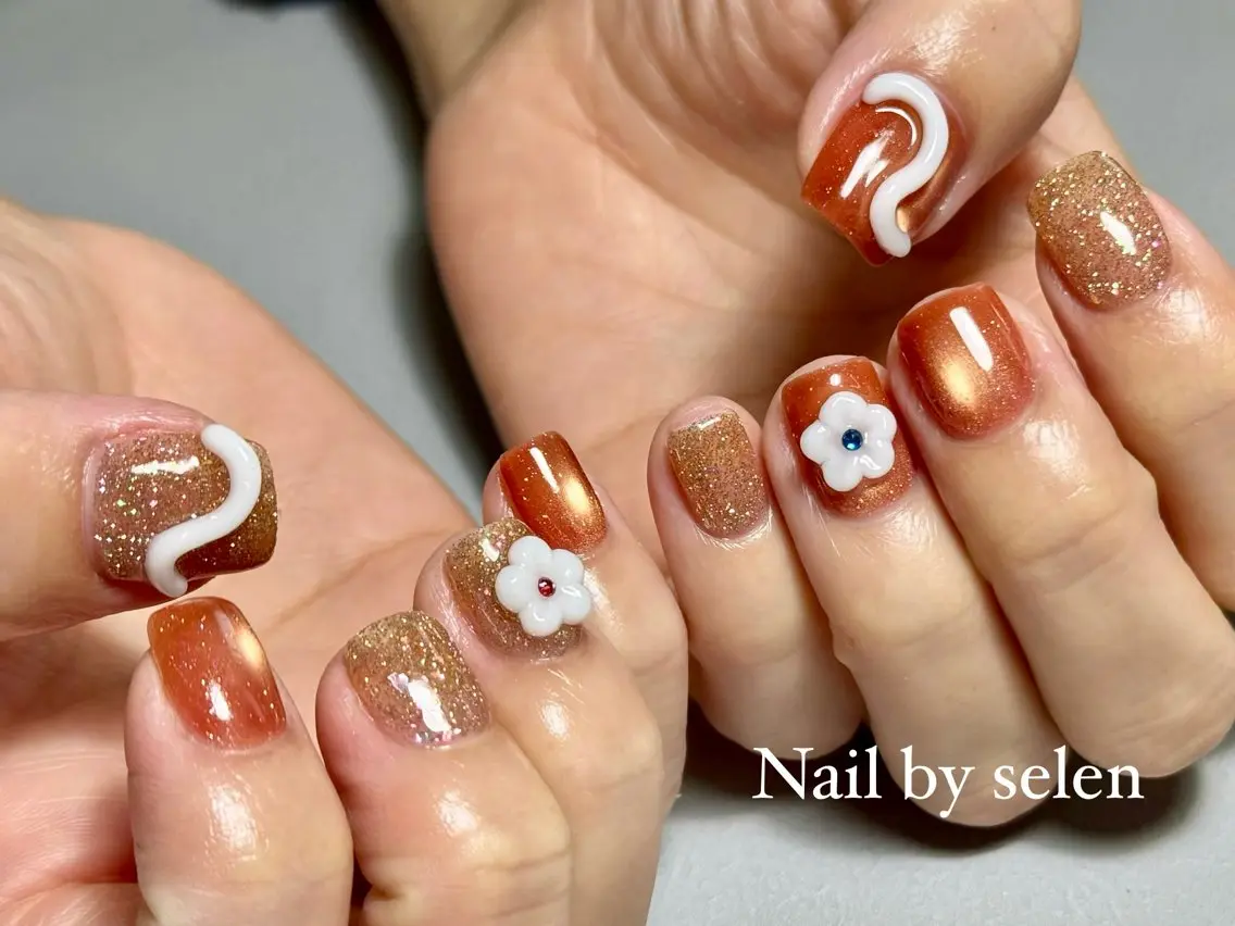 ネイル アートネイル オーロラネイル ジェルネイル グラデーション マグネットネイル ハンドネイル Nail by selenのネイルデザイン