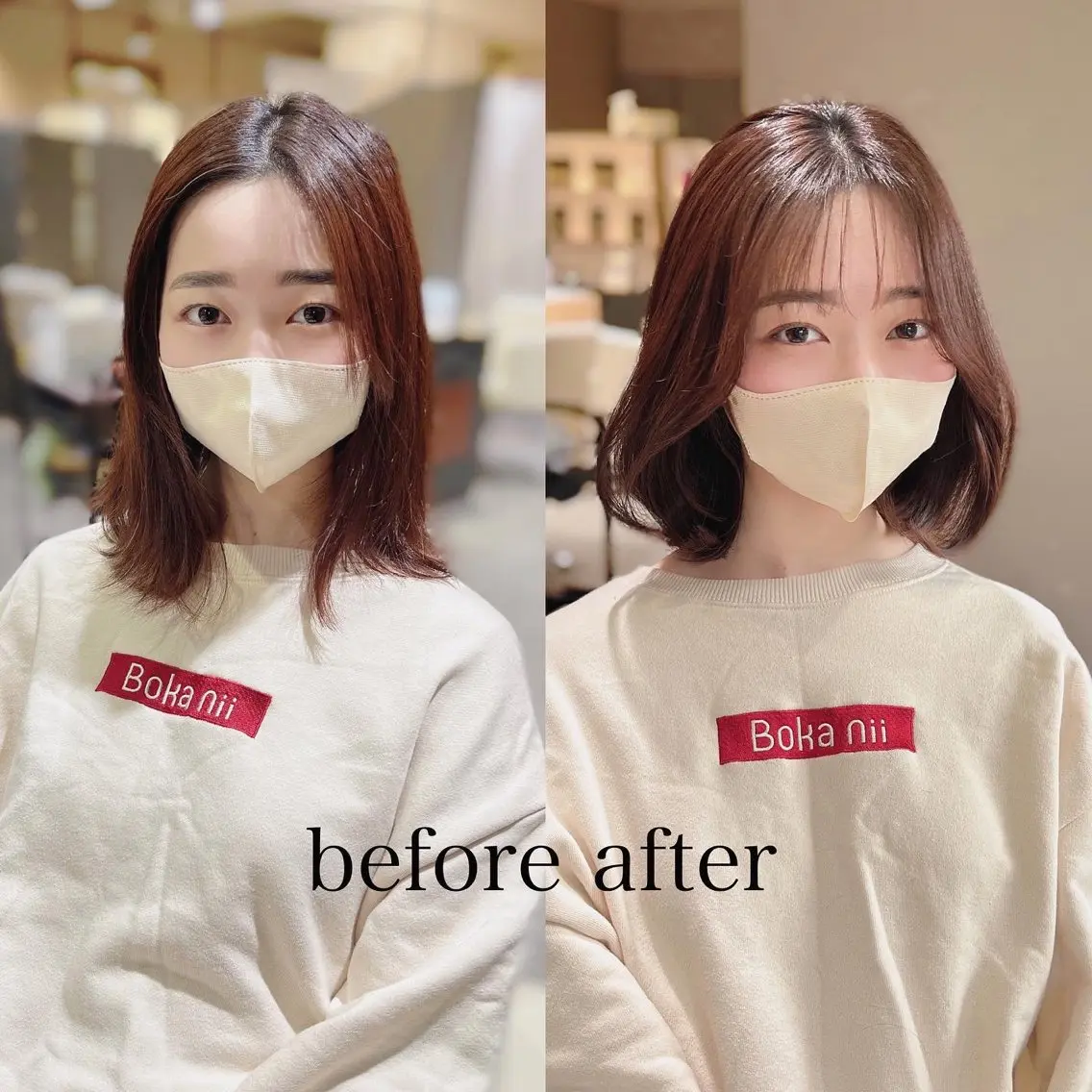 ミディアム ボブ 韓国風ヘア 似合わせカット 奥田 蓮のヘアスタイル