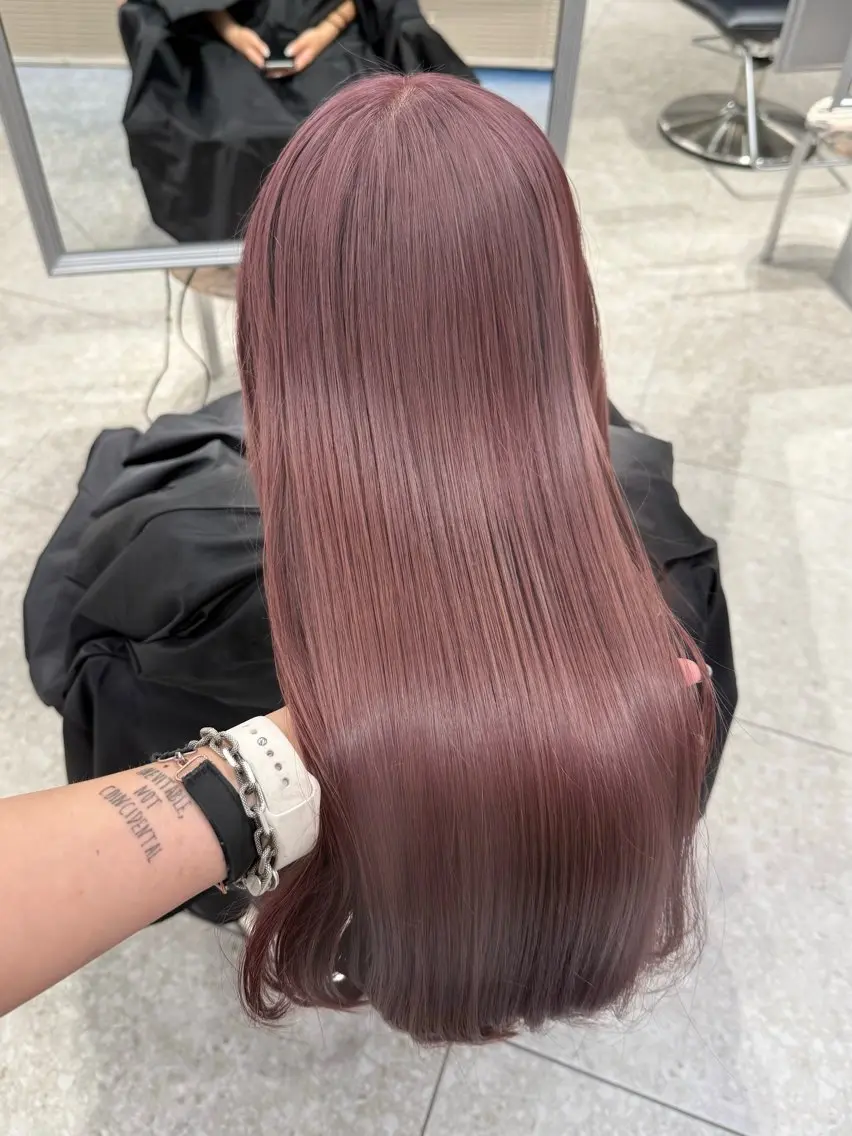 ロング カラー ブリーチ ダブルカラー ブリーチなしカラー ピンクカラー トリートメント ヘアカラー PELE/梅田 はるのヘアスタイル