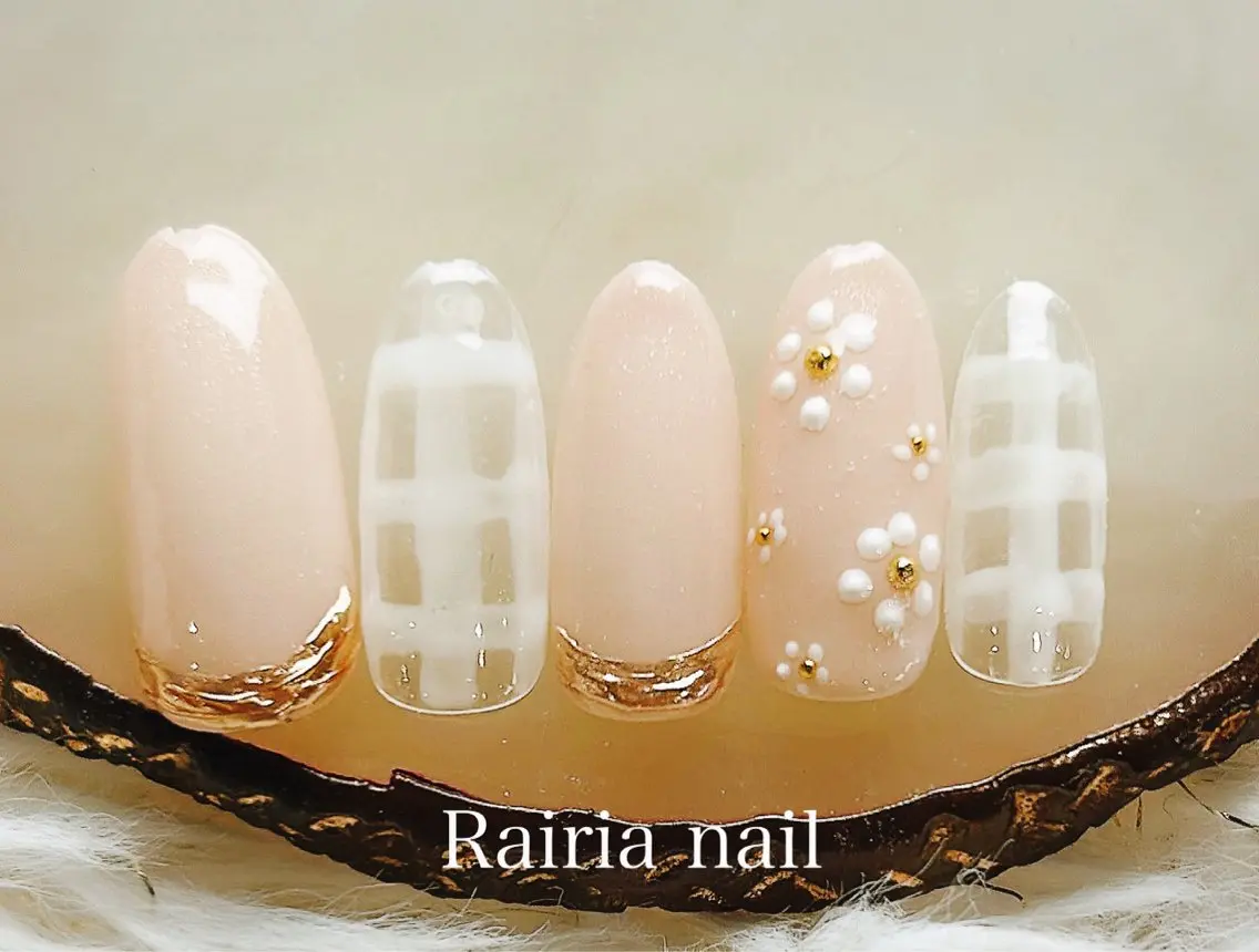 ネイル アートネイル ジェルネイル 持ち込み ニュアンスネイル パラジェル Rairia nail本八幡店のネイルデザイン