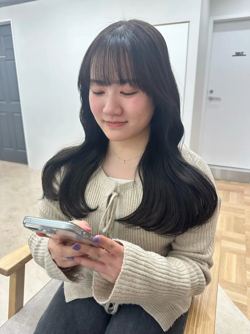 韓国風前髪カット+ワンカラー+ナノバブル🫧の写真