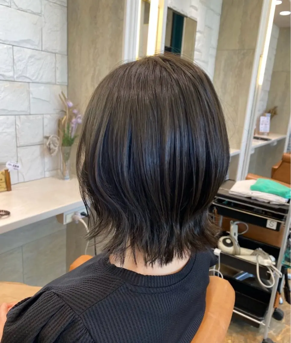 ミディアム カット ヘアカラー トリートメント ママ美容師 Tsuchiyaのヘアスタイル