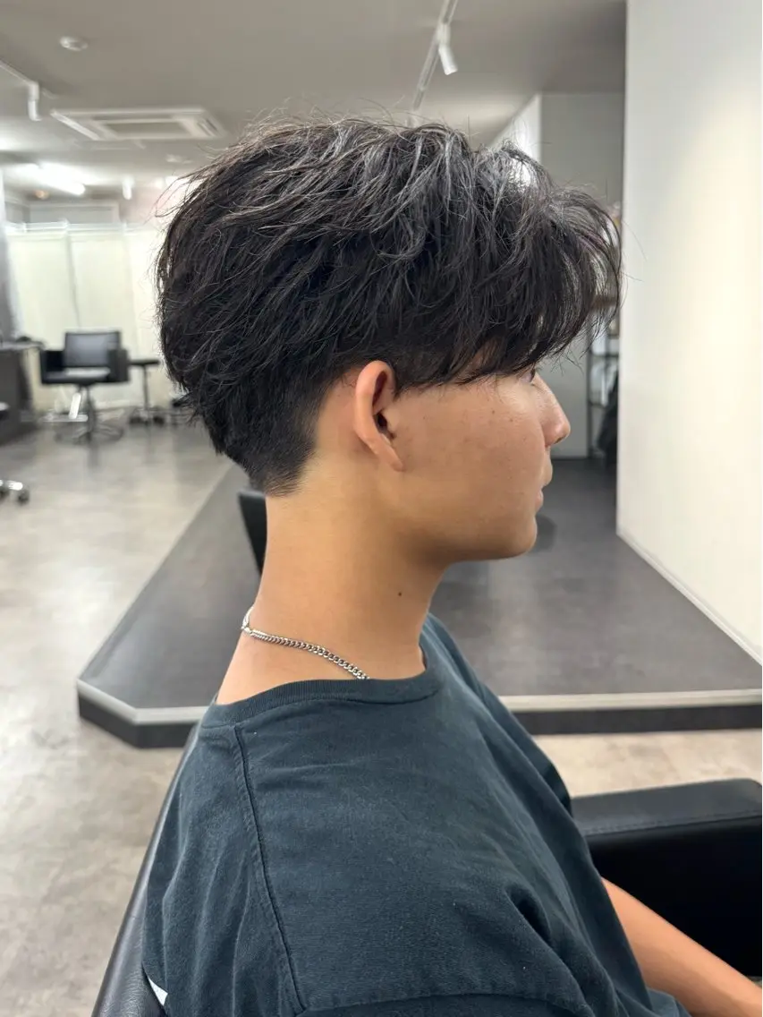 ミディアム パーマ メンズ センターパート カット 立川メンズ韓国ヘア ｜コーキ🇰🇷のヘアスタイル