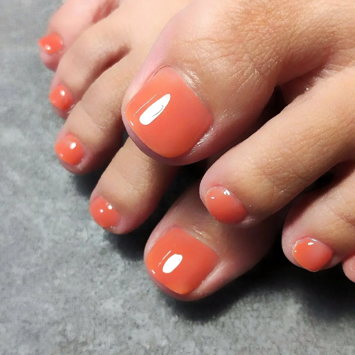 ネイル オレンジ フットネイル 個人サロン saltnailのネイルデザイン