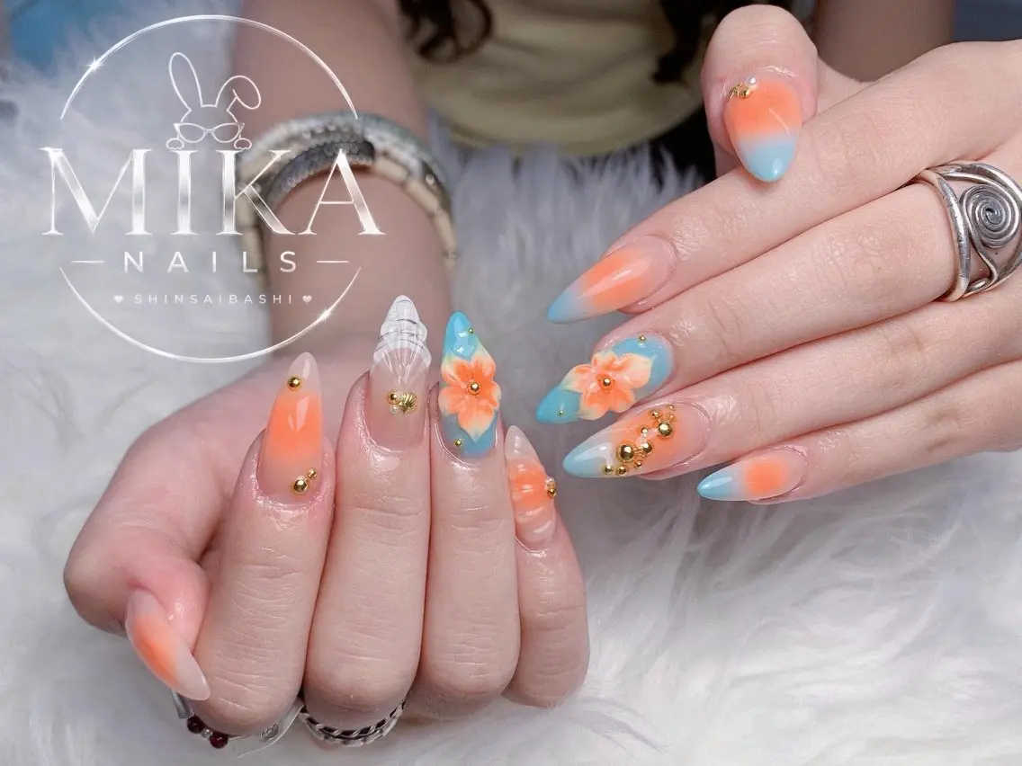 ネイル アートネイル チークネイル ドット フットネイル フレンチネイル ハンドネイル Mika Nails 心斎橋のネイルデザイン