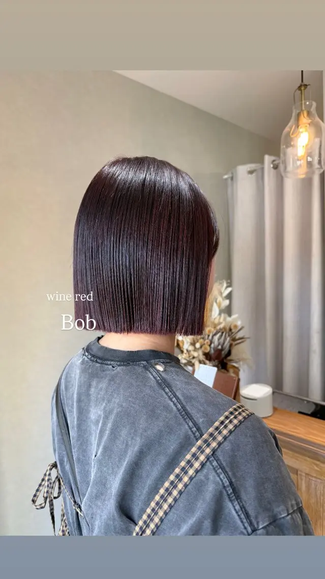 ミディアム 切りっぱなしボブ ボブ ヘアカラー トリートメント HIYORI / luanaのヘアスタイル