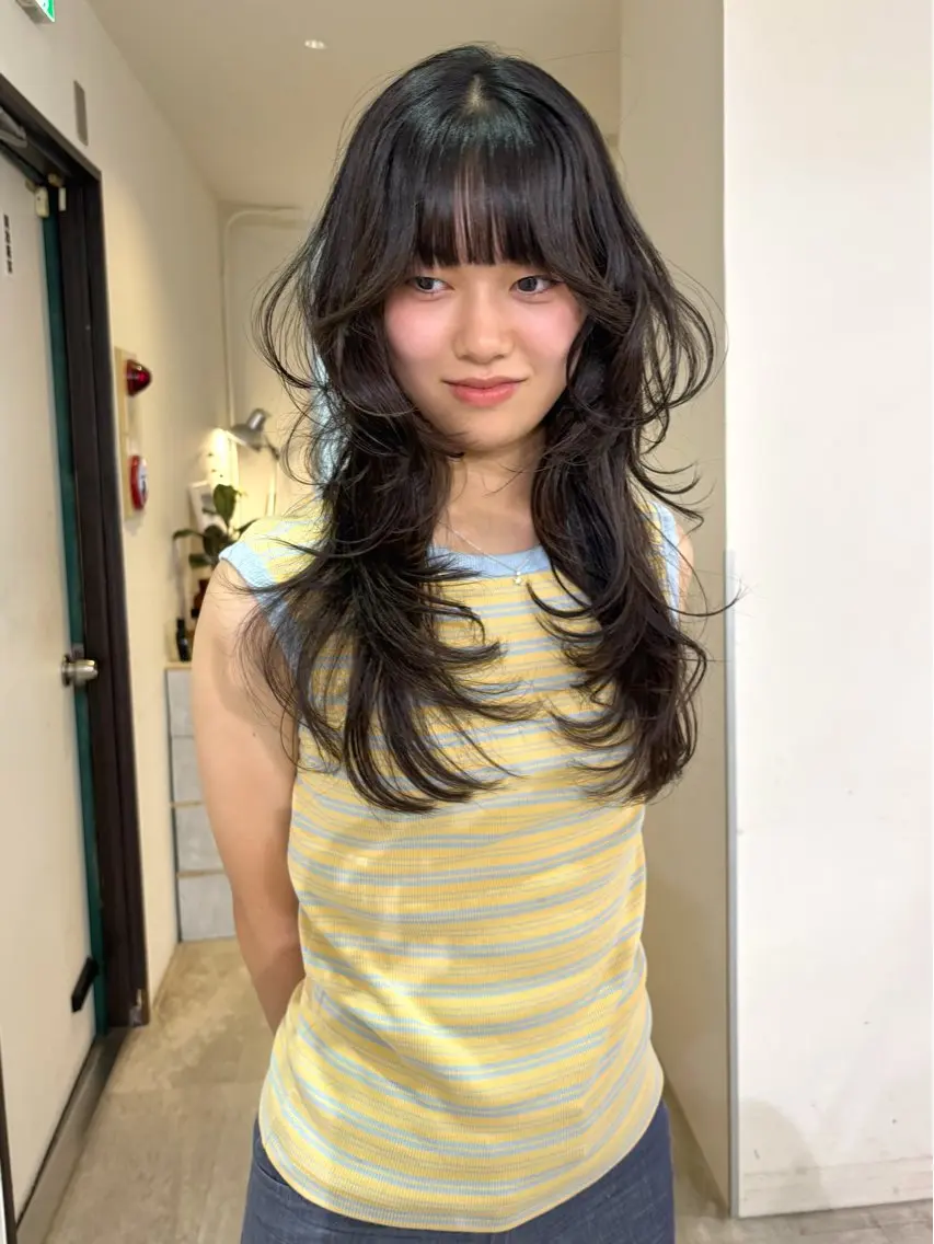 ロング カラー 黒髪 カット ヘアカラー mizuki/ピンク ベージュ.レイヤーのヘアスタイル