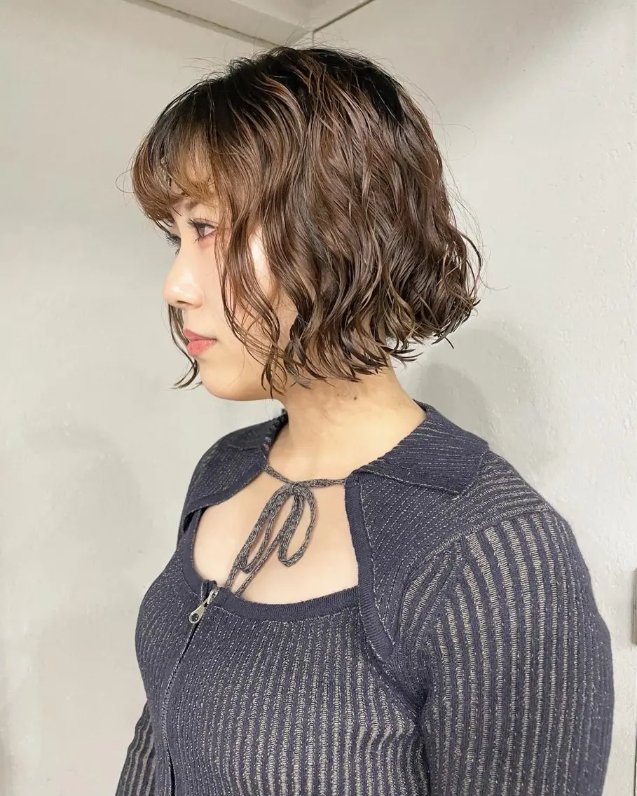 ミディアム カラー パーマ カット 表参道🌿赤み消し カラー/チナツのヘアスタイル