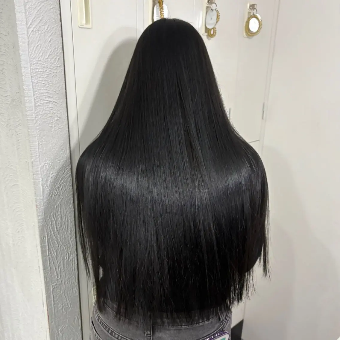 ロング カラー 黒髪 ブルーカラー ブルーブラック カット ヘアカラー トリートメント 女性艶髪マンツーマン YUKIのヘアスタイル