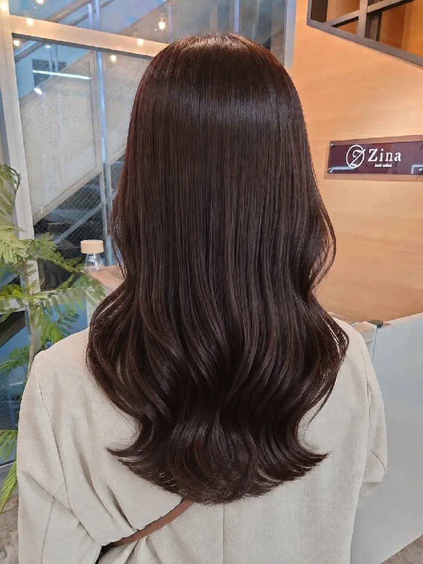ロング ケアカラー 縮毛矯正✨艶髪 シノハラ✨髪質改善のヘアスタイル