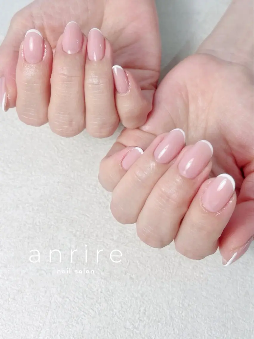 ネイル フレンチネイル ジェルネイル オフィスネイル パラジェル ピンク nailsalon anrireのネイルデザイン
