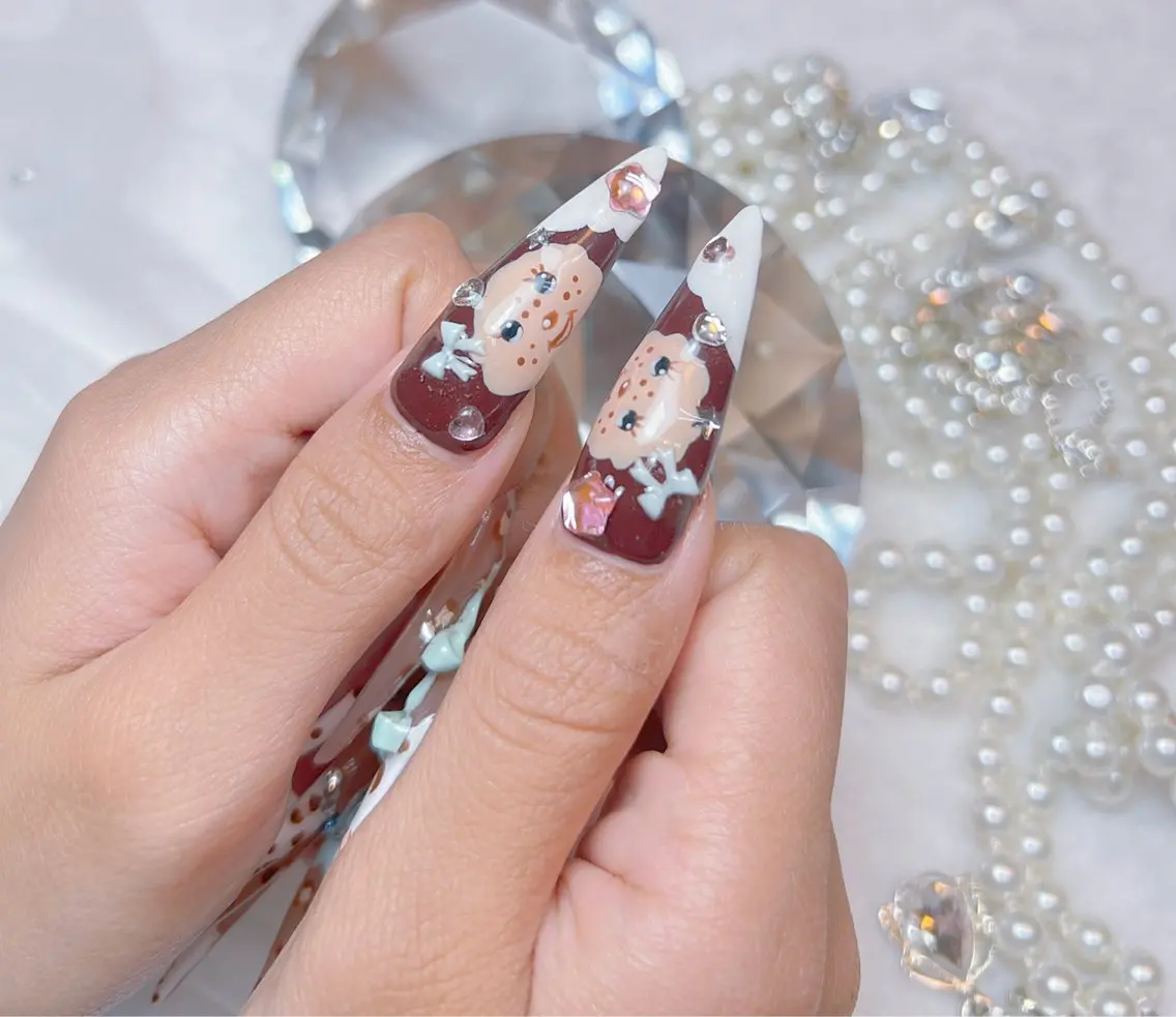 ネイル アートネイル オーロラネイル チークネイル 長さ出し フットネイル Miya _nailのネイルデザイン