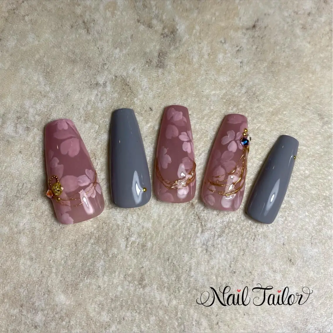 ネイル 桜ネイル 入学式 長さ出し 卒業式 オフィスネイル ハンドネイル NailTailor ネイルテイラーのネイルデザイン