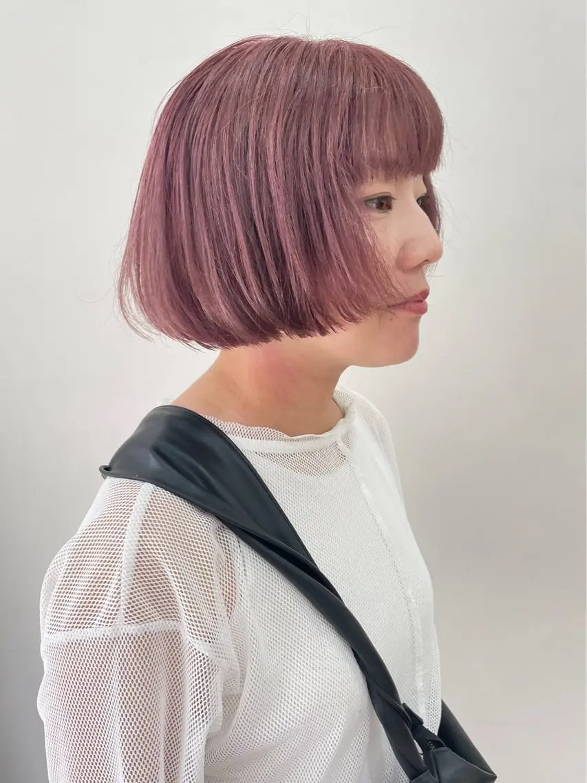 ミディアム カラー パーマ ヘアアレンジ メンズ メンズブリーチ ベージュカラー ブリーチ ピンクカラー ピンクベージュ カット ヘアカラー トリートメント tatsumi/ボブ ウルフ/レイヤーのヘアスタイル