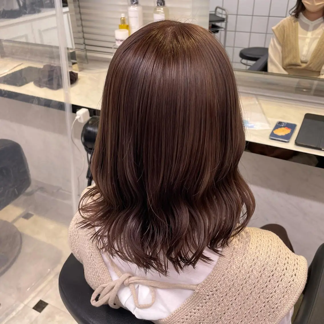 セミロング カラー ヘアアレンジ ヘアカラー トリートメント ヘアセット ピンク・ベージュ🩰 カラー🫧とらのヘアスタイル