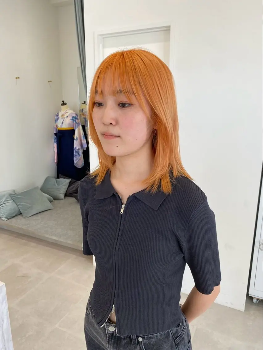 セミロング カラー ヘアカラー ｶﾗｰﾘｽﾄ🎀 ｼﾊﾞﾀ🪽のヘアスタイル