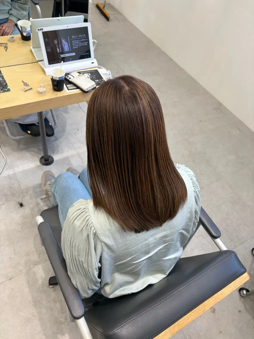 ミディアム カラー ブリーチ 透明感カラー ダブルカラー 髪質改善 トリートメント ヘアカラー トリートメント ダブルカラー/ 髪質改善💎安藤のヘアスタイル