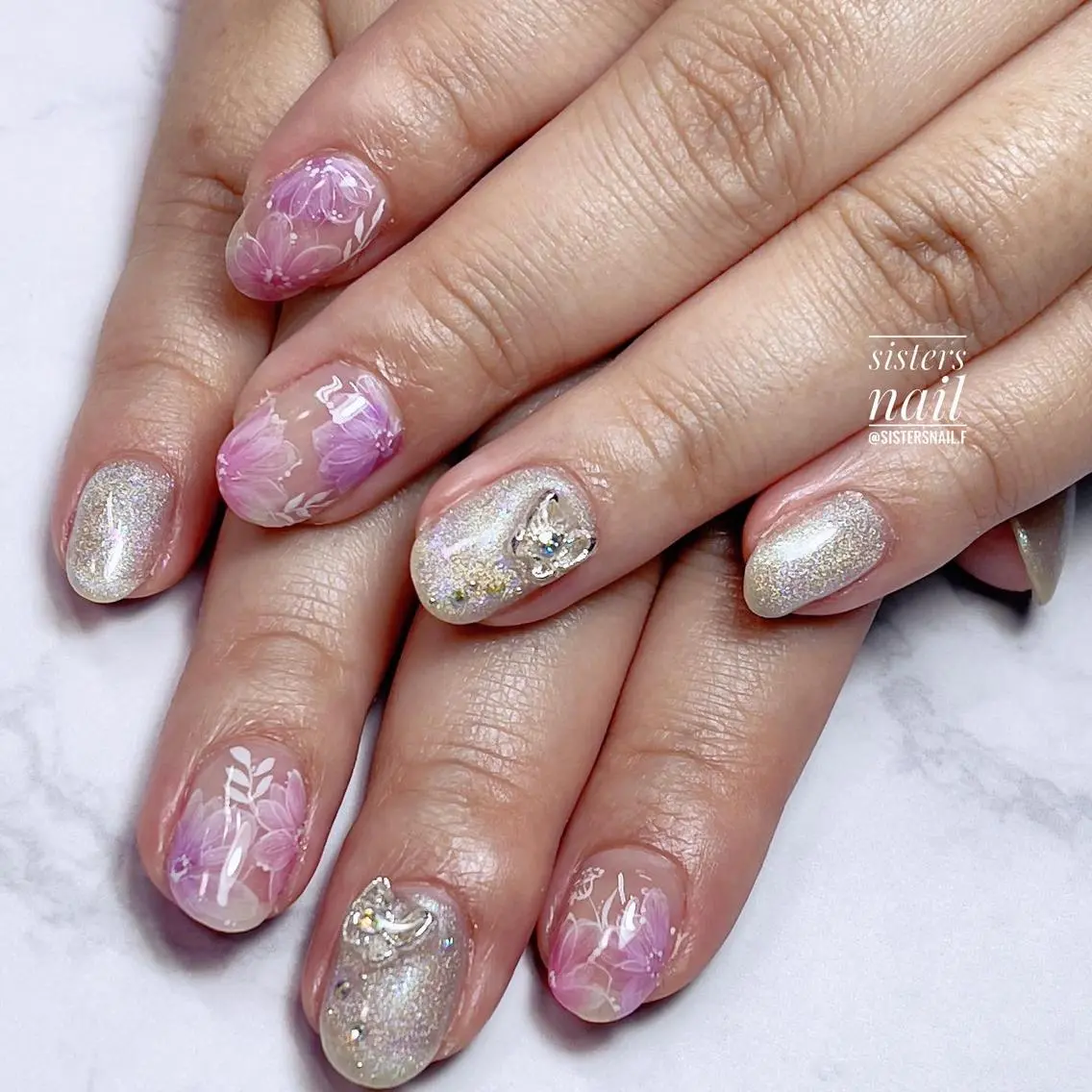 ネイル アートネイル 桜ネイル クリアネイル 入学式 フラワーネイル sisters nail.fのネイルデザイン