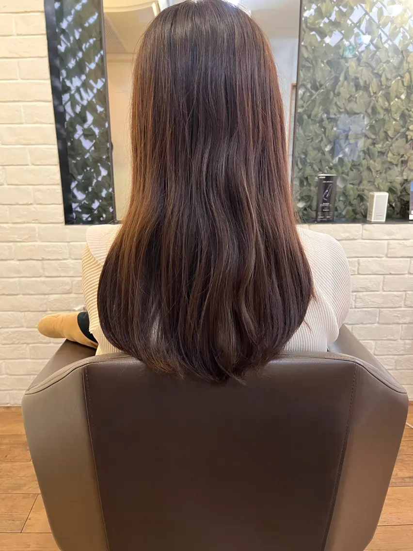 ロング カラー 髪質改善 レイヤーカット 小顔カット カット ヘアカラー ボブ/顔周りレイヤー carlm:上川美幸のヘアスタイル