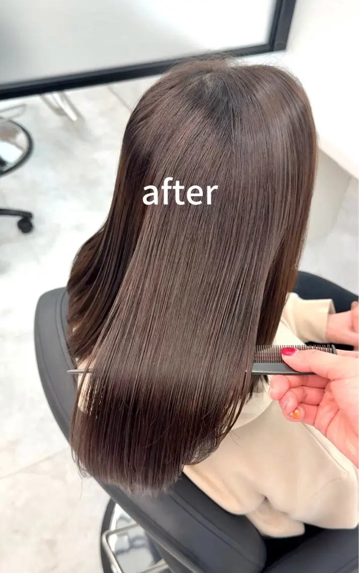 ロング カット 縮毛矯正 トリートメント miku 🍑髪質改善サロンのヘアスタイル