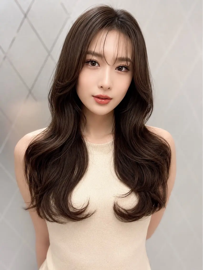 ロング カラー カット ヘアカラー トリートメント 🦋韓国風レイヤー/ 艶髪矯正🦋凛太郎のヘアスタイル