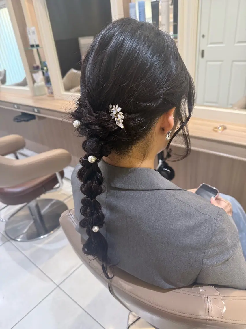 ロング ヘアアレンジ ヘアセット 韓国ヘアメイク🎀/ 縮毛矯正✨山本媛香のヘアスタイル